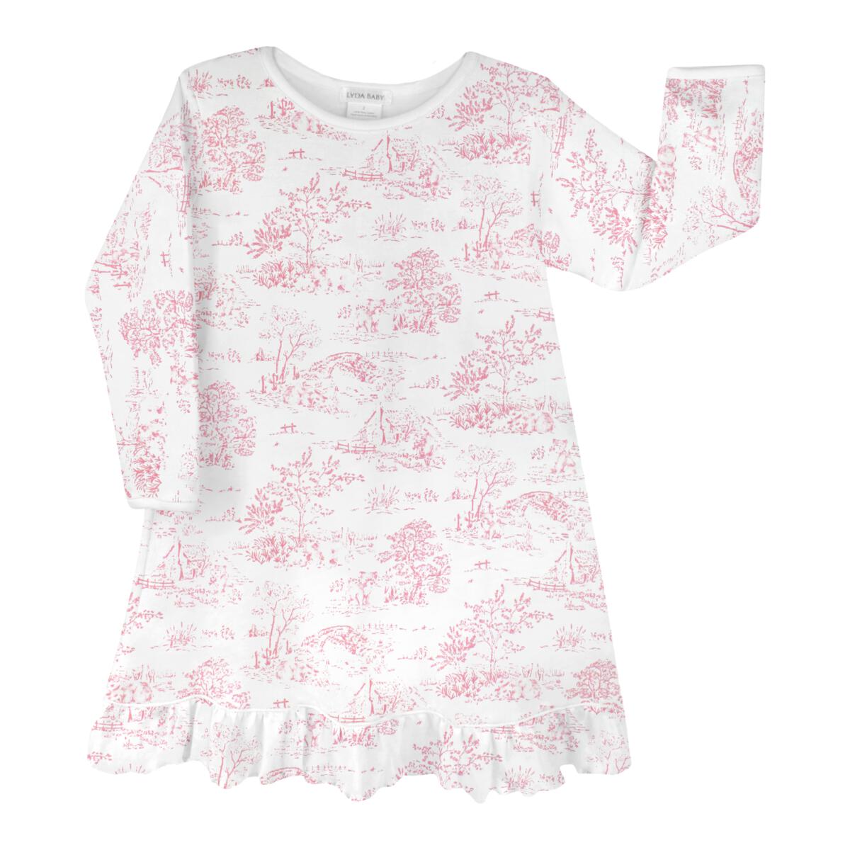 pink toile de jouy dress Nicky Hilton x La Coqueta Pink Toile de Jouy Theodora Girl Hand-Smocked  Dress