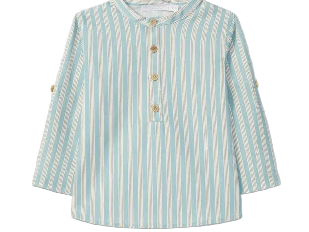 Striped shirt with buttons on a light gray background