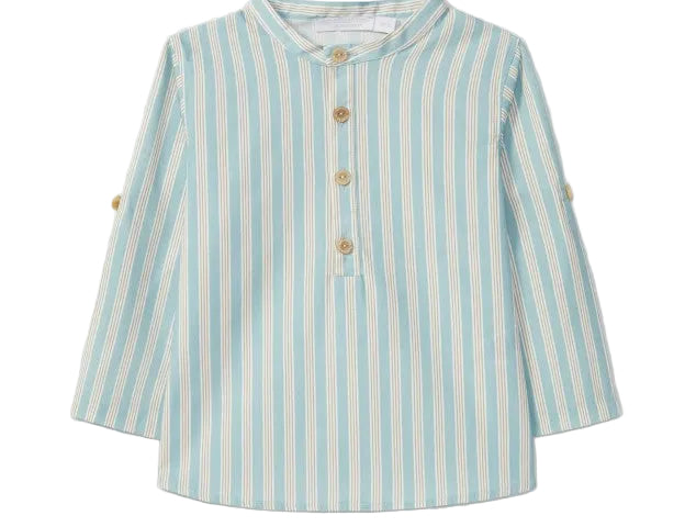 Striped shirt with buttons on a light gray background