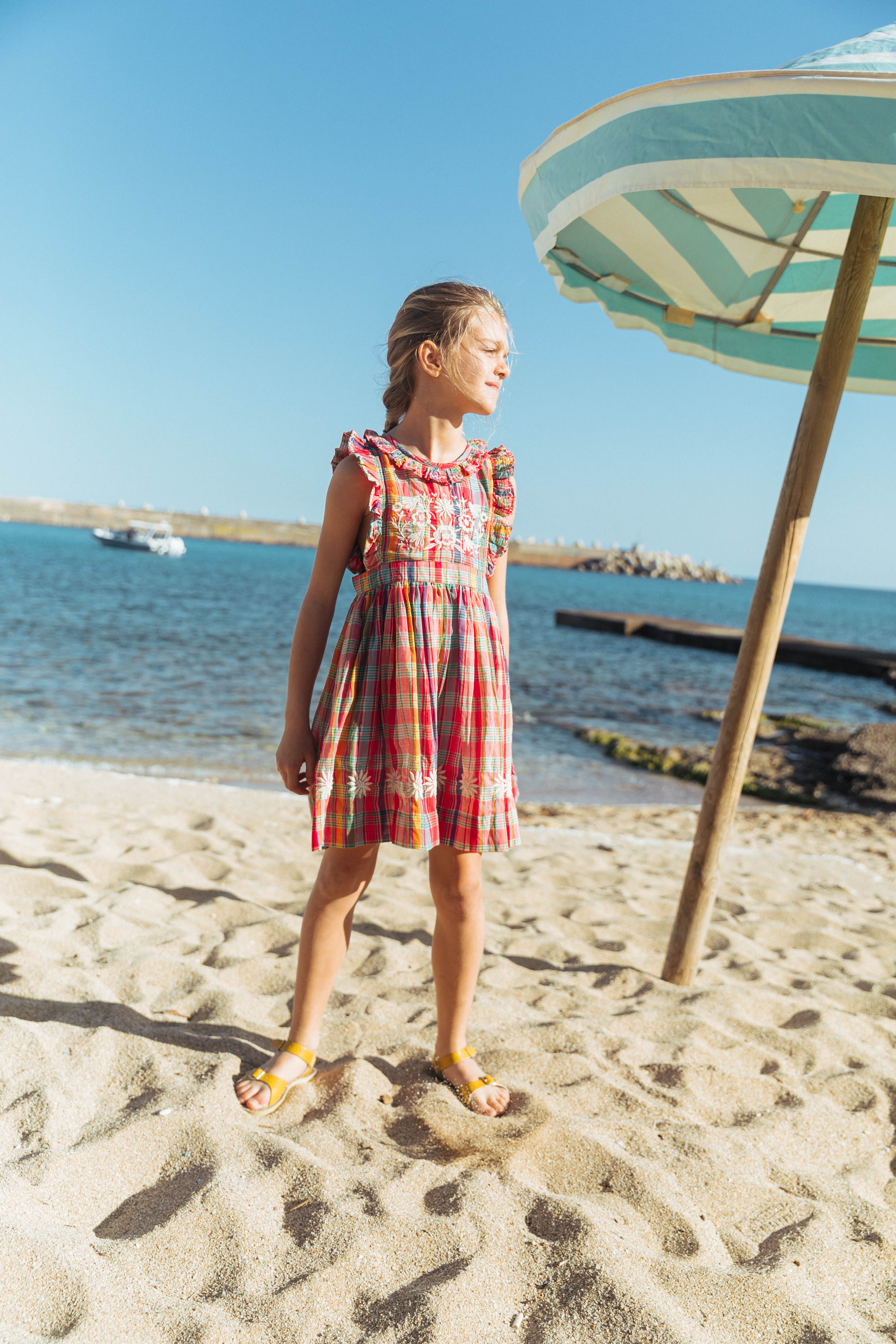 lali  ワンピース Mini Clover Dress Red Madras Plaid – Lolini