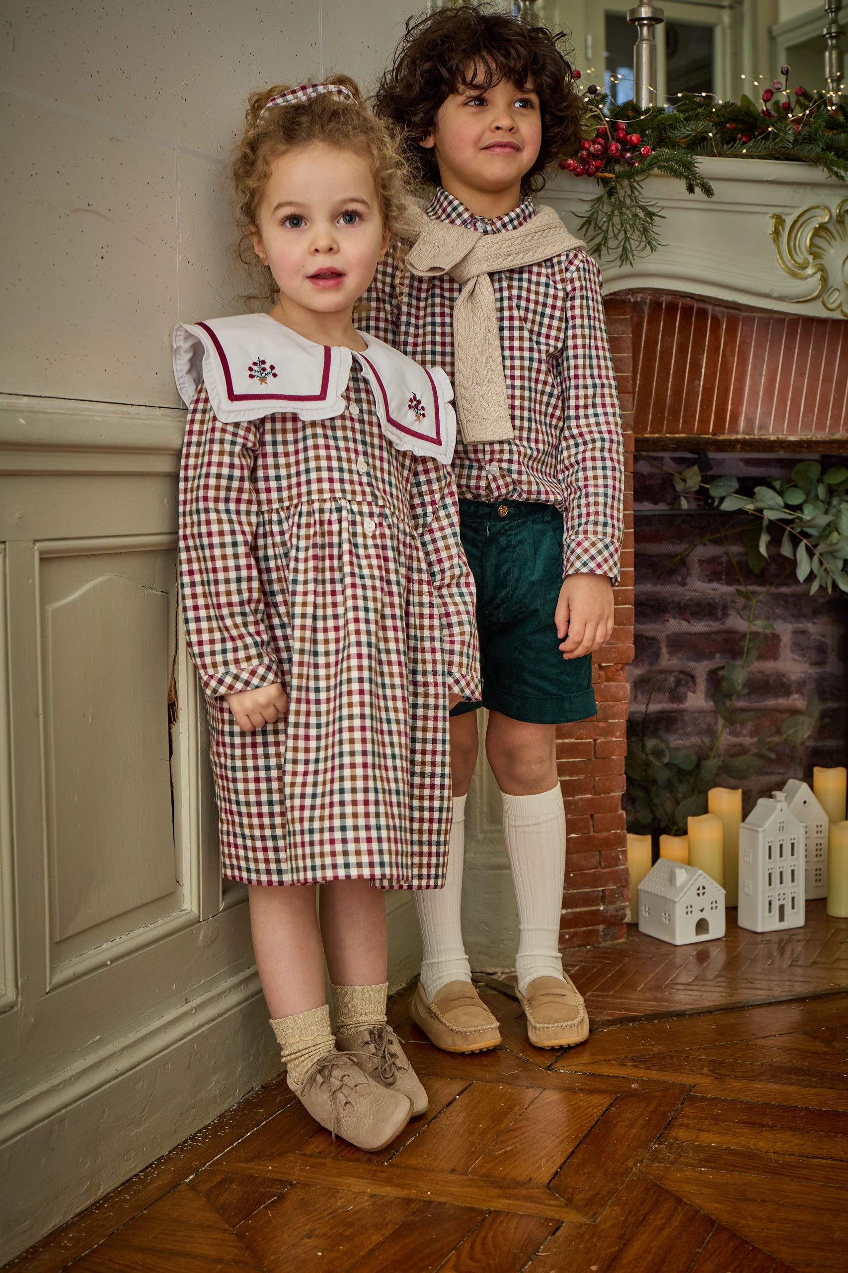 Paola Burgundy Gingham Dress