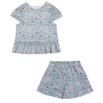Floral top and shorts set on a white background
