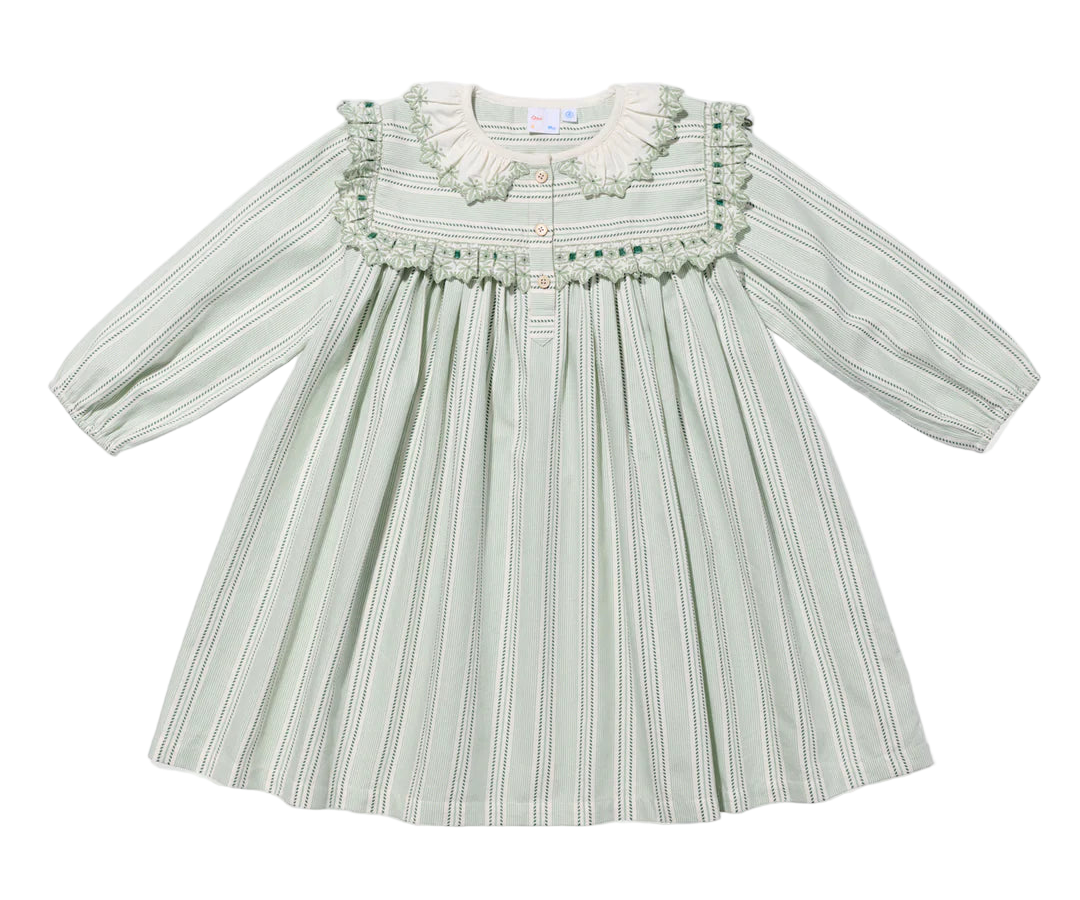 Sara Dress - Sage Chevron Stripe 5Y Sara Dress - Sage Chevron Stripe 5Y