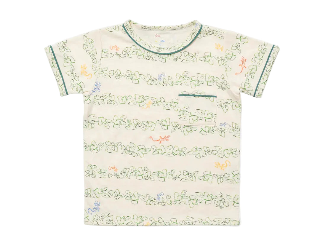 Children's t-shirt with floral pattern on a white background