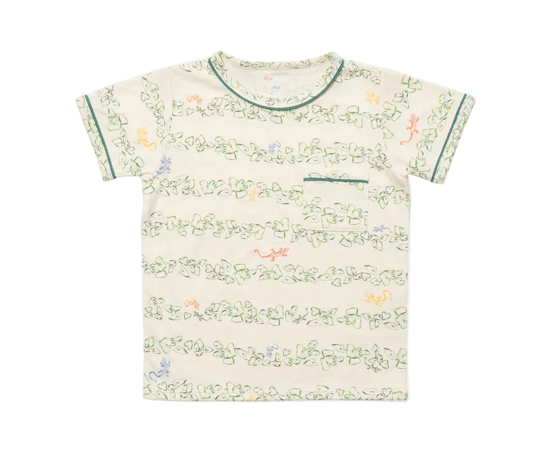 Children's t-shirt with floral pattern on a white background